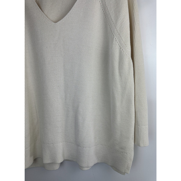 Athleta Hanover V-Neck Sweater Magnolia White Chunky Thick Knit Plus Size 2X - Picture 6 of 13